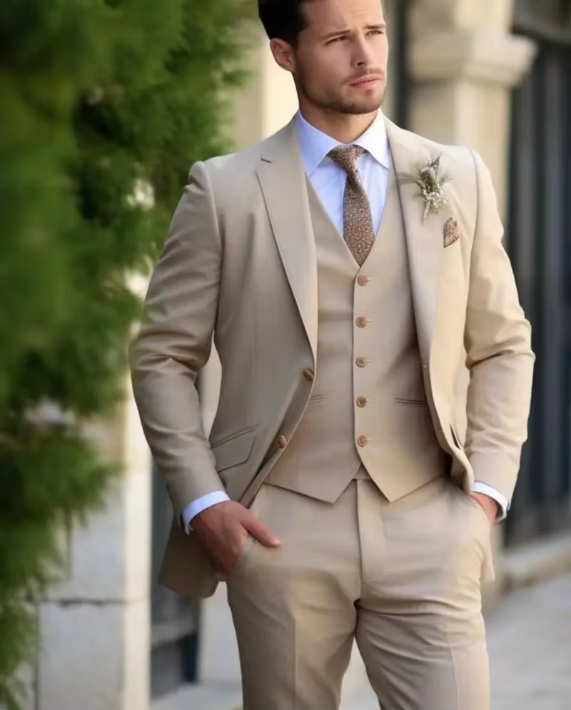 Men Formal Wear Set - Элегантные мужские костюмы цвета хаки, умные