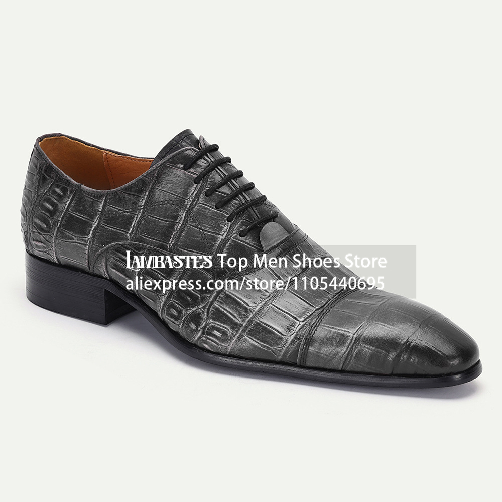 Scale - Men Formals & Ethnic Wear - Черные оксфорды с крокодиловым принтом, на